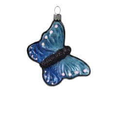 Decor By Glassor Sklenený motýľ modrý