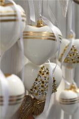 Decor By Glassor Vianočné srdce biele, zlatý stromček