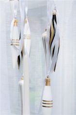 Decor By Glassor Vianočný cencúľ biely so zlatými prúžkami