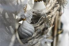 Decor By Glassor Vianočná ozdoba kvapka biela, zlaté bodky