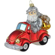 Decor By Glassor Vianočný Santa v červenom aute