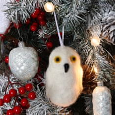 Decor By Glassor Vianočná dekorácia biela plstená sovička z chránenej dielne