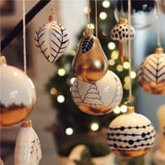 Decor By Glassor Sklenená vianočná ozdoba s dekorom listov