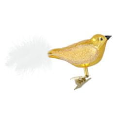 Decor By Glassor Vtáčik zlatý s čiernym zobáčikom