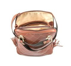 VegaLM Kožený ruksak z pravej kože so strapcami a možnosťou nosenia ako kabelky v tehlovej farbe