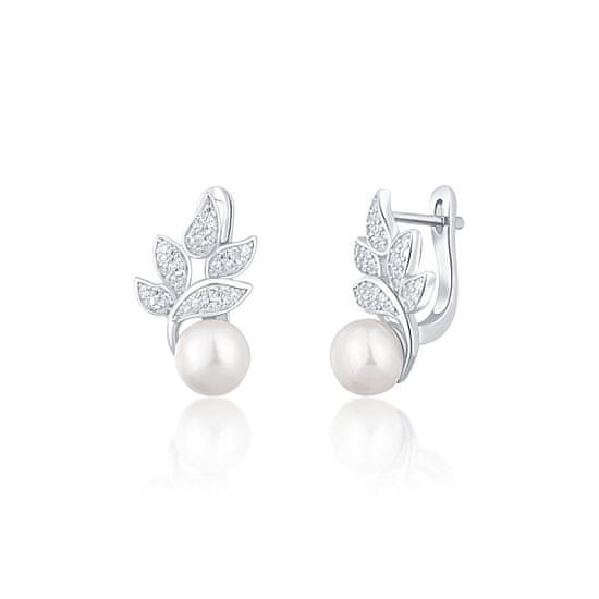 JwL Luxury Pearls Prekrásne strieborné náušnice s pravými perlami a zirkónmi JL0719