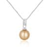 Elegantný strieborný náhrdelník so zlatou perlou južného Pacifiku JL0734 (retiazka, prívesok)