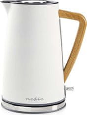 Nedis rýchlovarná kanvica KAWK510EWT/ objem 1,7 l/ Soft-Touch/ 1850 - 2200 W/ nerezová oceľ/ biela