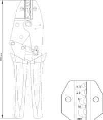 YATO Kliešte konektorové 230mm, 22-8 (AWG), 1,5-10,00mm2