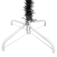 Vidaxl Úzky vianočný stromček s LED a sadou gulí čierny 240 cm