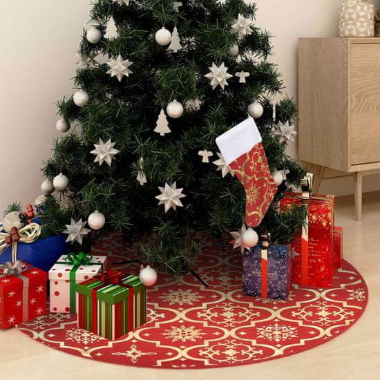 Greatstore Luxusná deka pod vianočný stromček ponožka červená 90 cm látka