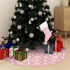 shumee Luxusná deka pod vianočný stromček ponožka ružová 122 cm látka