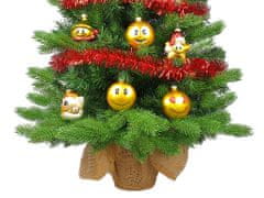 LAALU Ozdobený umelý vianočný stromček SMAJLÍCI 60 cm s LED OSVETLENÍM V KVETINÁČI