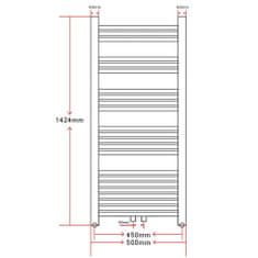 Vidaxl Rebríkový radiátor na centrálne vykurovanie, zaoblený 500x1424 mm