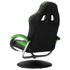 Vidaxl Skladacia herná stolička s podnožkou zelená umelá koža
