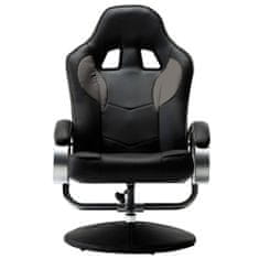 Vidaxl Skladacia herná stolička s podnožkou sivá umelá koža
