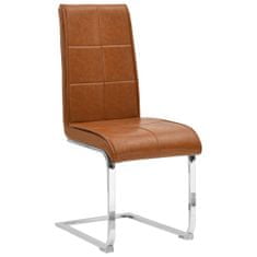Vidaxl Jedálenské stoličky, perová kostra 2 ks, lesklé hnedé, umelá koža