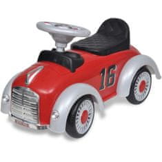 Vidaxl Červené detské odrážacie autíčko s vodiacou tyčou v štýle retro