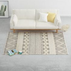 Vidaxl Ručne tkaný koberec, vlna 120x170 cm, biely/sivý/čierny/hnedý