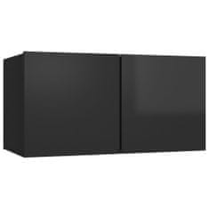 Vidaxl 6-dielna súprava TV skriniek lesklá čierna drevotrieska
