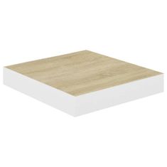 Vidaxl Plávajúce nástenné police 4 ks dub a biele 23x23,5x3,8 cm MDF