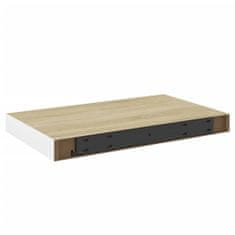 Vidaxl Plávajúce nástenné police 2 ks dubové a biele 50x23x3,8 cm MDF