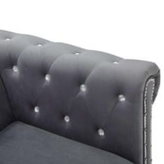 Vidaxl 3-miestna pohovka Chesterfield, zamat 199x75x72 cm, sivá