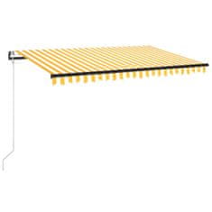 Petromila vidaXL Automatická markíza, LED a senzor vetra 450x300 cm, žltá/biela