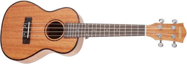 krásne koncertné ukulele Cascha HH 2036 Concert Mahogany Ukulele Bundle matná povrchová úprava 16 pražcov plnohodnotný zvuk zhotovené z mahagónového dreva bohatá výbava krásne aj ako darček