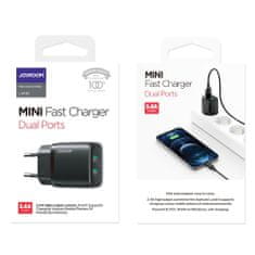 Joyroom Mini Fast Charger sieťová nabíjačka 2x USB 2.4A 12W, čierna