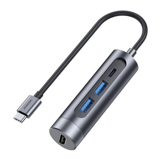 Joyroom 4in1 HUB adaptér 2x USB 3.0 / USB-C 100W / HDMI 4K, sivý