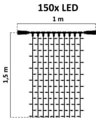 DecoLED DecoLED LED svetelná záclona - 1x1,5m, teple biela, 150 diód