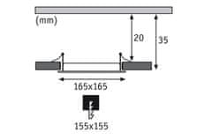 Paulmann Paulmann Vstavaný panel LED hranaté 12W 4000K Chróm mat IP44 920.77 P 92077 92077