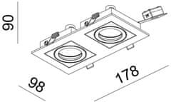 Light Impressions Light Impressions Kapego stropné vstavané svietidlo Kardan II 12V AC / DC GU5.3 / MR16 2x max. 50,00 W 178 mm strieborná 110101