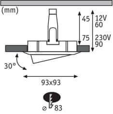 Paulmann Paulmann vstavané svietidlo Nova IP65 hranaté max. 35W biela / chróm 1ks sada nastaviteľné 936.64 P 93664 93664