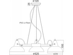 ACA ACA Lighting Vintage závesné svietidlo KS2025P3BK