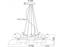 ACA ACA Lighting Vintage závesné svietidlo KS2025P5BK