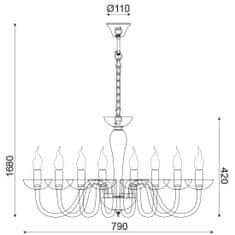 ACA ACA Lighting Crystal závesné svietidlo BLK82188PWC