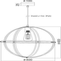 ACA ACA Lighting Vintage závesné svietidlo KS1483P1BK