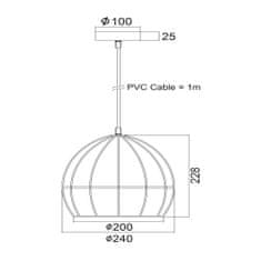 ACA ACA Lighting Vintage závesné svietidlo KS202925BK