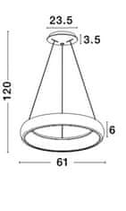 Nova Luce Nova Luce LED závesné svietidlo Albi v dvoch veľkostiach a troch farbách - pr. 610 x 60 x 1140 mm, 50 W, 3000 K, stmievateľné, čierne NV 8105602 D