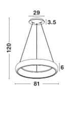 Nova Luce Nova Luce LED závesné svietidlo Albi v dvoch veľkostiach a troch farbách - pr. 610 x 60 x 1140 mm, 50 W, 3000 K, stmievateľné, čierne NV 8105602 D