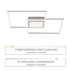 PAUL NEUHAUS LEUCHTEN DIREKT aj s JUST LIGHT LED stropné svietidlo, oceľ, 60x60cm, CCT nastavenie teploty farby, stmievateľné 3000-5000K