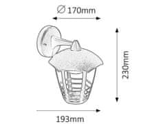 Rabalux Rabalux vonkajšie nástenné svietidlo Marseille E27 1x MAX 60W čierna IP44 8617