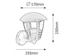 Rabalux Rabalux vonkajšie nástenné svietidlo Marseille E27 1x MAX 60W čierna IP44 8618