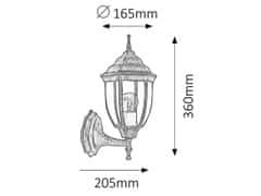 Rabalux Rabalux vonkajšie nástenné svietidlo Nizza E27 1x MAX 60W antická zlatá 8452