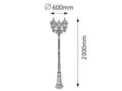 Rabalux Rabalux vonkajšie stĺpikové svietidlo Toronto E27 3x MAX 60W antická zlatá IP44 8460