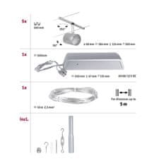 Paulmann Paulmann Lankový systém Cup základná sada GU5,3 max. 5x10W 230 / 12V matný chróm / chróm 94465