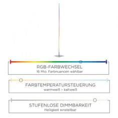 PAUL NEUHAUS LEUCHTEN DIREKT aj s JUST LIGHT LED stojacie svietidlo, farba oceľ, RGB, diaľkový ovládač, stmievateľné RGB plus 2700-5000K 11788-55