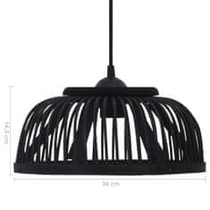 Vidaxl Závesná lampa, čierna, bambus 40 W, 34x14,5 cm, polkruhová E27